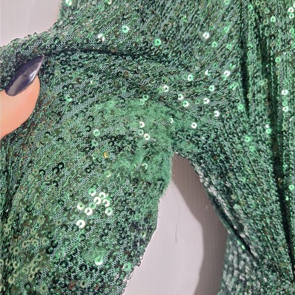 Eloquii Sequin Wide Leg Jumpsuit Emerald Green 16 Swiftie Disco Mermaid Party - Picture 5 of 11